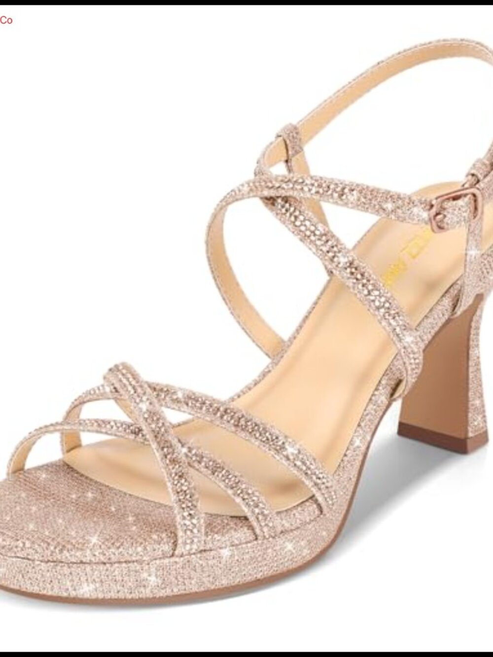 PIZZ ANNU Women's Stellora Platform Heels Chunky Strappy Rhinestone Sandals for